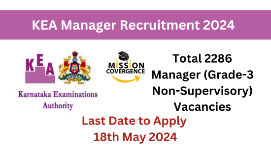 KEA Manager Recruitment 2024 Notification for 2286 Posts, Apply Now